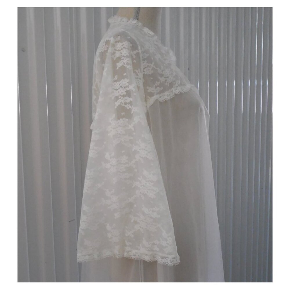 Vintage Nightgown Robe Set Chiffon Lace Peignoir Robe Sz 36 & Nightgown Size 32 - Picture 10 of 12